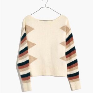 Madewell Stripe-Sleeve Geo Pullover Sweater GUC